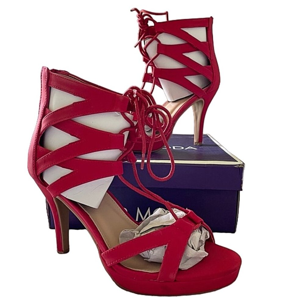 Top Moda Women's Open Toe Lace Up Cut-Out Platform Gladiator Nubuck Heel Sandals